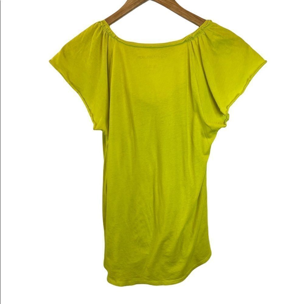Calvin Klein Jeans Lime Green Scoop Neck Tee Top Medium Casual Soft - Picture 4 of 10